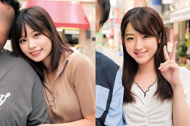 素人 企画単体 ビジュアル - 恥じらいたっぷり素人女子大生カップルが挑戦！なりきりダッチワイフカップルゲーム！彼氏が見ている目の前でイケメンAV男優に耳元で甘い吐息を吹きかけられ、見つめられながら全身まさぐられ、激ピストンされても彼女が動かなければ賞金30万！ みなみちゃん つきのちゃん
